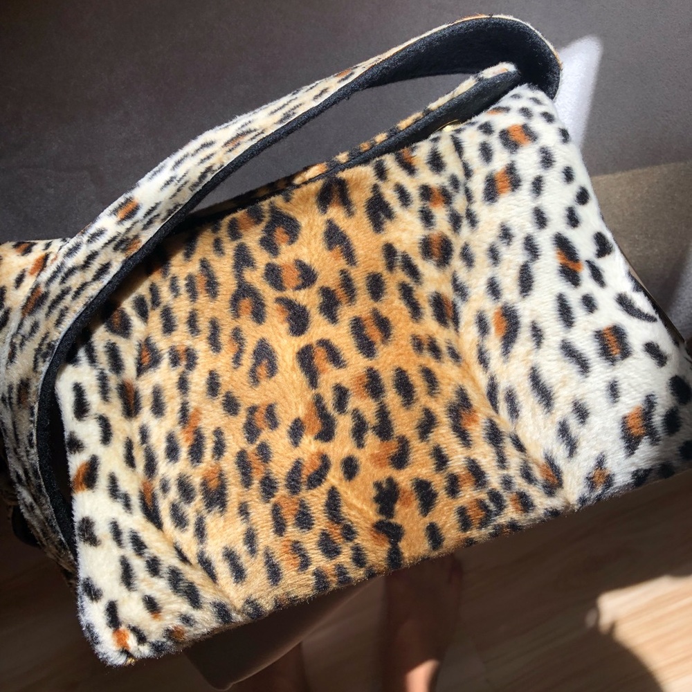 Velvet Cheetah print shoulder bag